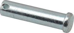 Made in USA - 1/2" Pin Diam, 2" OAL, Standard Clevis Pin - 5/32" Hole, 1-27/32" Usable Length, Zinc-Plated Steel - Benchmark Tooling