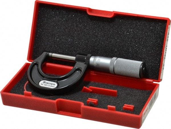 Starrett - 0 to 25mm Range, 0.01mm Graduation, Mechanical Outside Micrometer - Friction Thimble, Accurate to 0.002mm - Benchmark Tooling