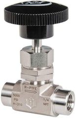 Ham-Let - 5,000 Max psi, 1/2" Pipe, 316 Grade Stainless Steel, Inline Stem Vee Instrumentation Needle Valve - FNPT x FNPT End Connections, Swaglok SS-18VF8 - Benchmark Tooling