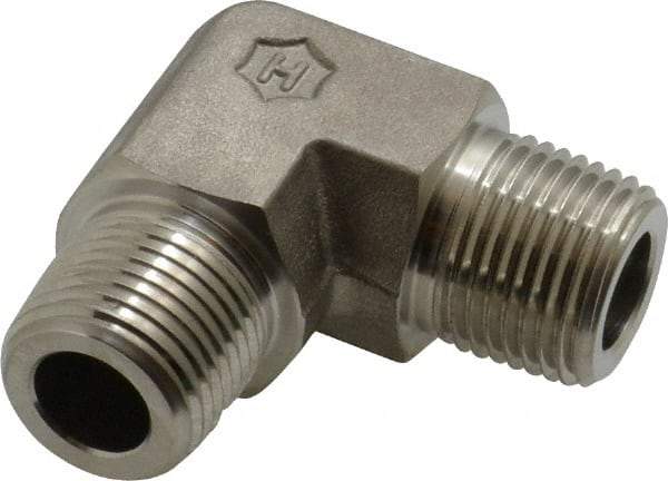 Ham-Let - 3/8" Grade 316 Stainless Steel Pipe 90° Male Elbow - MNPT End Connections, 7,300 psi - Benchmark Tooling