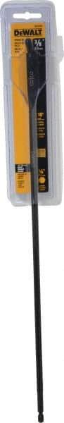 DeWALT - 3/8", 1/4" Straight Shank, Bright Finish, High Speed Steel, Spade Blade Drill Bit - No Spurs, 16" Overall Length, No Wire Fishing Hole - Benchmark Tooling