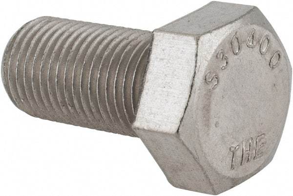 Value Collection - 1/2-20 UNF, 1" Length Under Head Hex Head Cap Screw - Fully Threaded, Grade 316 Stainless Steel, Uncoated, 3/4" Hex - Benchmark Tooling