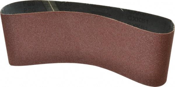 Tru-Maxx - 4" Wide x 24" OAL, 80 Grit, Aluminum Oxide Abrasive Belt - Aluminum Oxide, Medium, Coated - Benchmark Tooling