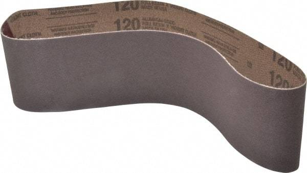 Tru-Maxx - 4" Wide x 36" OAL, 120 Grit, Aluminum Oxide Abrasive Belt - Aluminum Oxide, Fine, Coated - Benchmark Tooling