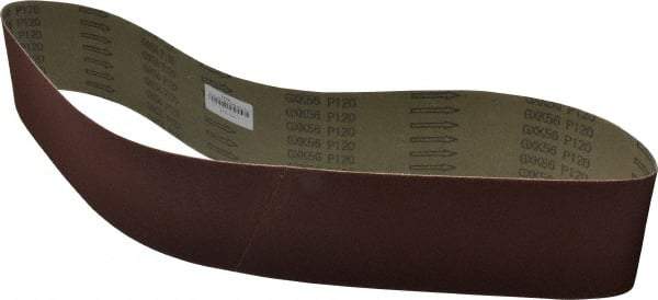 Tru-Maxx - 4" Wide x 54" OAL, 120 Grit, Aluminum Oxide Abrasive Belt - Aluminum Oxide, Fine, Coated - Benchmark Tooling