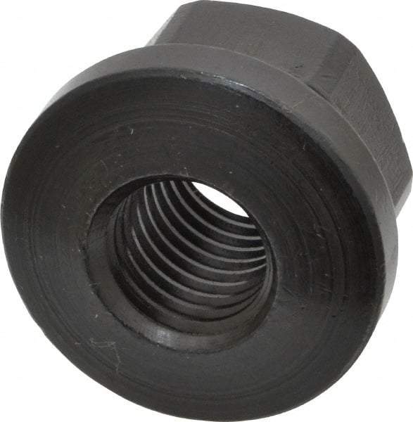 Gibraltar - 3/4-10 Steel Black Oxide Spherical Flange Nut - Grade 12L14, 1" High, 1-5/8" Diam x 1/4" High Flange, 2-1/4" Radius - Benchmark Tooling