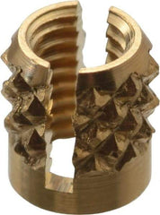 E-Z LOK - M3x0.50 Metric Coarse Brass Flush Press Fit Threaded Insert for Plastic - 3/16" OAL, 0.166" Insert Diam, 5/32" Hole Diam, 5/32" Drill - Benchmark Tooling