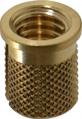 E-Z LOK - 5/16-18 UNC Brass Flanged Press Fit Threaded Insert for Plastic - 9/16" OAL, 0.389" Insert Diam, 0.357" Hole Diam, 3/8" Drill - Benchmark Tooling