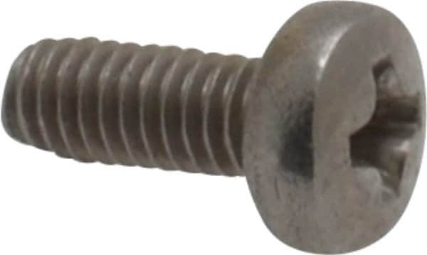 Value Collection - M2.5x0.45 Metric Coarse, 6mm Length Under Head Phillips Drive Machine Screw - Pan Head, Grade 18-8 & A2 Stainless Steel, Uncoated, Without Washer - Benchmark Tooling