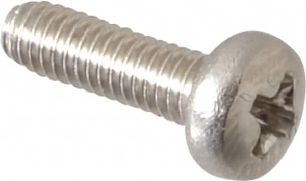 Value Collection - M2.5x0.45 Metric Coarse, 8mm Length Under Head Phillips Drive Machine Screw - Pan Head, Grade 18-8 & A2 Stainless Steel, Uncoated, Without Washer - Benchmark Tooling