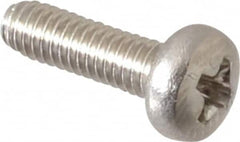 Value Collection - M2.5x0.45 Metric Coarse, 8mm Length Under Head Phillips Drive Machine Screw - Pan Head, Grade 18-8 & A2 Stainless Steel, Uncoated, Without Washer - Benchmark Tooling