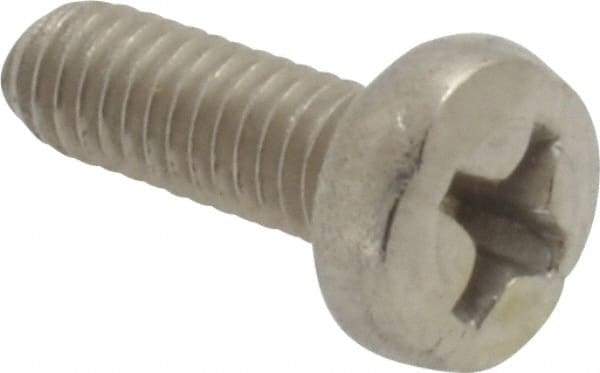 Value Collection - M3.5x0.60 Metric Coarse, 10mm Length Under Head Phillips Drive Machine Screw - Pan Head, Grade 18-8 & A2 Stainless Steel, Uncoated, Without Washer - Benchmark Tooling