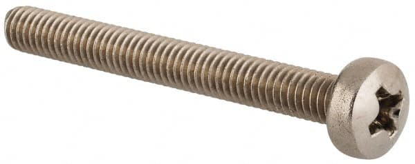 Value Collection - M4x0.70 Metric Coarse, 35mm Length Under Head Phillips Drive Machine Screw - Pan Head, Grade 18-8 & A2 Stainless Steel, Uncoated, Without Washer - Benchmark Tooling