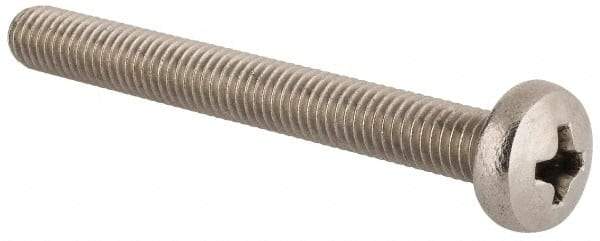 Value Collection - M5x0.80 Metric Coarse, 45mm Length Under Head Phillips Drive Machine Screw - Pan Head, Grade 18-8 & A2 Stainless Steel, Uncoated, Without Washer - Benchmark Tooling