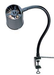 Made in USA - 18 Inch, Gooseneck, Clamp on, Incandescent, Black, General Purpose Task Light - 100 Watt, 120 Volt, Nonmagnifying - Benchmark Tooling