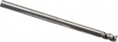 Niagara Cutter - 1/4", 3/8" LOC, 1/4" Shank Diam, 4" OAL, 3 Flute, Solid Carbide Square End Mill - Single End, Uncoated, Spiral Flute, 45° Helix, Centercutting, Right Hand Cut, Right Hand Flute, Series AN345 - Benchmark Tooling