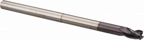 Niagara Cutter - 1/4", 3 Flute, Single End, Solid Carbide, 0.02" Corner Radius End Mill - 4" OAL, 35° Helix, Right Hand Flute, 3/8" LOC, Right Hand Cut, 2-1/8" Extended Reach - Benchmark Tooling