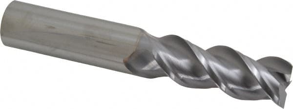 Niagara Cutter - 1", 2-5/8" LOC, 1" Shank Diam, 6" OAL, 3 Flute, Solid Carbide Square End Mill - Single End, TiCN Finish, Spiral Flute, 45° Helix, Centercutting, Right Hand Cut, Right Hand Flute, Series A345 - Benchmark Tooling