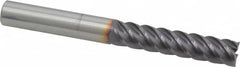 Niagara Cutter - 7/16", 2" LOC, 7/16" Shank Diam, 4" OAL, 5 Flute, Solid Carbide Square End Mill - Single End, TiAlN Finish, Spiral Flute, 45° Helix, Centercutting, Right Hand Cut, Right Hand Flute, Series S545 - Benchmark Tooling