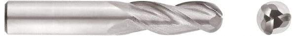 Niagara Cutter - 7/16" Diam, 1" LOC, 3 Flute Solid Carbide Ball End Mill - TiAlN Finish, Single End, 2-3/4" OAL, 7/16" Shank Diam, Spiral Flute - Benchmark Tooling
