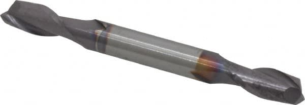Niagara Cutter - 1/4", 1/2" LOC, 1/4" Shank Diam, 2-1/2" OAL, 2 Flute, Solid Carbide Square End Mill - Double End, TiAlN Finish, Spiral Flute, 30° Helix, Centercutting, Right Hand Cut, Right Hand Flute, Series CSD230 - Benchmark Tooling