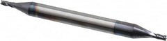 Niagara Cutter - 3/64", 3/32" LOC, 1/8" Shank Diam, 1-1/2" OAL, 4 Flute, Solid Carbide Square End Mill - Double End, TiAlN Finish, Spiral Flute, 30° Helix, Centercutting, Right Hand Cut, Right Hand Flute, Series CSD430 - Benchmark Tooling
