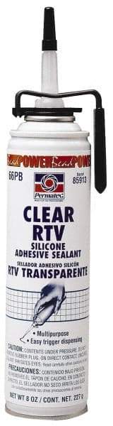 Permatex - 7.25 oz Can Clear RTV Silicone Joint Sealant - -75 to 400°F Operating Temp, 24 hr Full Cure Time - Benchmark Tooling