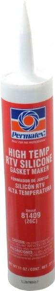 Permatex - 11 oz Cartridge Red RTV Silicone Gasket Sealant - -65 to 600°F Operating Temp, 24 hr Full Cure Time - Benchmark Tooling