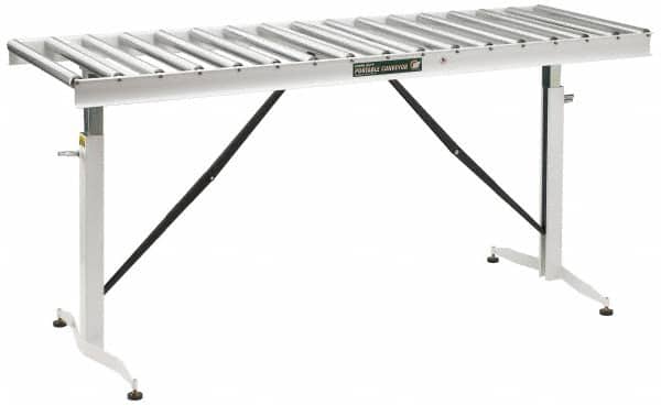 HTC - 66 Inch Long x 43-1/2 Inch High Portable Folding Conveyor - 500 Lbs. Limit, with 17 and 24 Inch Wide Rollers - Benchmark Tooling