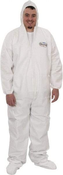 KleenGuard - Size L Film Laminate Chemical Resistant Coveralls - White, Zipper Closure, Open Cuffs, Open Ankles - Benchmark Tooling