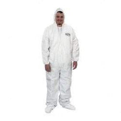 KleenGuard - Size XL Film Laminate Chemical Resistant Coveralls - White, Zipper Closure, Open Cuffs, Open Ankles - Benchmark Tooling