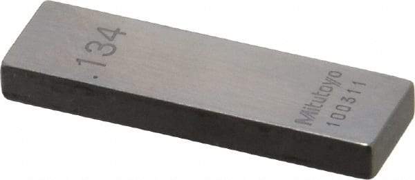 Mitutoyo - 0.134" Rectangular Steel Gage Block - Accuracy Grade 0, Includes Certificate of Inspection - Benchmark Tooling