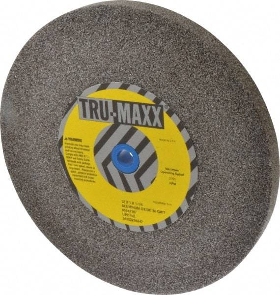 Tru-Maxx - 36 Grit Aluminum Oxide Bench & Pedestal Grinding Wheel - 12" Diam x 1-1/4" Hole x 1" Thick, 2705 Max RPM, P Hardness, Very Coarse Grade , Vitrified Bond - Benchmark Tooling