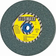 Tru-Maxx - 80 Grit Silicon Carbide Bench & Pedestal Grinding Wheel - 6" Diam x 1" Hole x 3/4" Thick, 5410 Max RPM, K Hardness, Medium Grade , Vitrified Bond - Benchmark Tooling