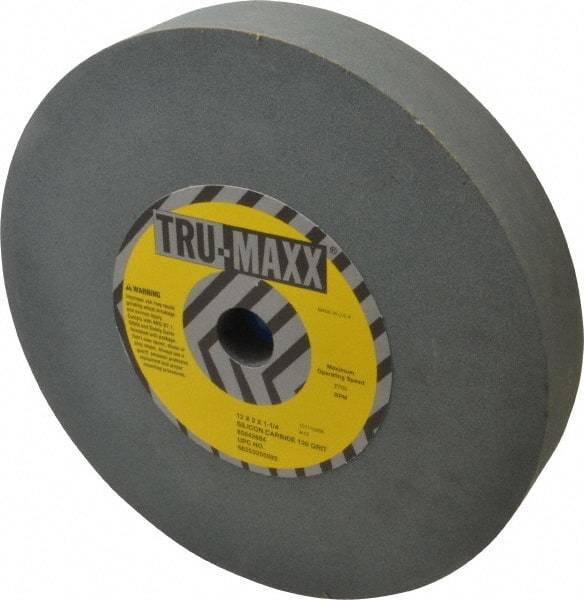 Tru-Maxx - 120 Grit Silicon Carbide Bench & Pedestal Grinding Wheel - 12" Diam x 1-1/4" Hole x 2" Thick, 2705 Max RPM, K Hardness, Fine Grade , Vitrified Bond - Benchmark Tooling