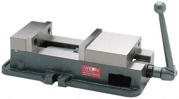 Wilton - 5" Jaw Width, 4-1/2" Jaw Opening Capacity, Horizontal Stationary Machine Vise - Manual Operation, 1 Station, 16-3/4" Long x 4.7" High x 1-3/4" Deep, 5" Jaw Height, 85,000 psi Max Clamp Force, Ductile Alloy - Benchmark Tooling