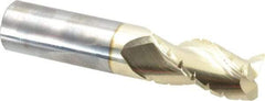 Accupro - 1" Diam, 2" LOC, 3 Flute Solid Carbide Roughing & Finishing Square End Mill - ZrN Finish, 5" OAL, 1" Shank Diam, Straight Shank, 37° Helix, Centercutting - Benchmark Tooling