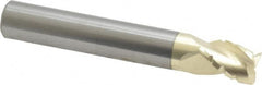 Accupro - 3/8" Diam, 1/2" LOC, 3 Flute Solid Carbide Roughing & Finishing Square End Mill - ZrN Finish, 2-1/2" OAL, 3/8" Shank Diam, Straight Shank, 37° Helix, Centercutting, Stub Length - Benchmark Tooling