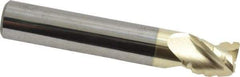 Accupro - 1/2" Diam, 5/8" LOC, 3 Flute Solid Carbide Roughing & Finishing Square End Mill - ZrN Finish, 3" OAL, 1/2" Shank Diam, Straight Shank, 37° Helix, Centercutting - Benchmark Tooling