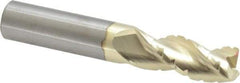 Accupro - 1/2" Diam, 1-1/4" LOC, 3 Flute Solid Carbide Roughing & Finishing Square End Mill - ZrN Finish, 3" OAL, 1/2" Shank Diam, Straight Shank, 37° Helix, Centercutting - Benchmark Tooling