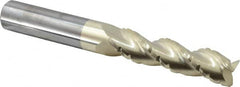 Accupro - 3/4" Diam, 3" LOC, 3 Flute Solid Carbide Roughing & Finishing Square End Mill - ZrN Finish, 6" OAL, 3/4" Shank Diam, Straight Shank, 37° Helix, Centercutting, Extra Long Length - Benchmark Tooling