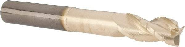 Accupro - 3/4" Diam, 1-5/8" LOC, 3 Flute Solid Carbide Roughing & Finishing Square End Mill - ZrN Finish, 6" OAL, 3/4" Shank Diam, Straight Shank, 37° Helix, Centercutting - Benchmark Tooling