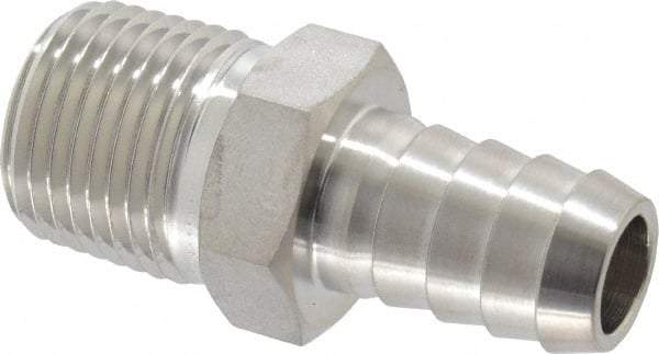 Ham-Let - 1/2" Grade 316 Stainless Steel Pipe Hose Connector - Barb x MNPT End Connections, 7,200 psi - Benchmark Tooling
