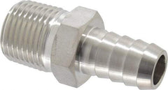 Ham-Let - 1/2" Grade 316 Stainless Steel Pipe Hose Connector - Barb x MNPT End Connections, 7,200 psi - Benchmark Tooling