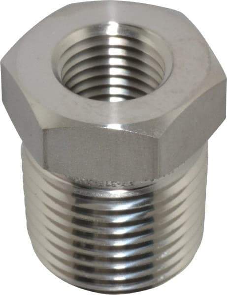 Ham-Let - 1/2 x 1/4" Grade 316 Stainless Steel Pipe Hex Bushing - MNPT x FNPT End Connections, 6,200 psi - Benchmark Tooling