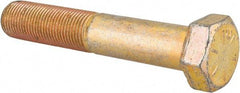 Made in USA - 5/8-18 UNF, 3-1/2" Length Under Head Hex Head Cap Screw - Partially Threaded, Grade 8 Alloy Steel, Zinc Yellow Dichromate Finish, 15/16" Hex - Benchmark Tooling