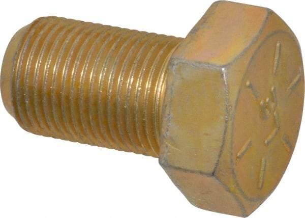 Made in USA - 3/4-16 UNF, 1-1/4" Length Under Head Hex Head Cap Screw - Fully Threaded, Grade 8 Alloy Steel, Zinc Yellow Dichromate Finish, 1-1/8" Hex - Benchmark Tooling