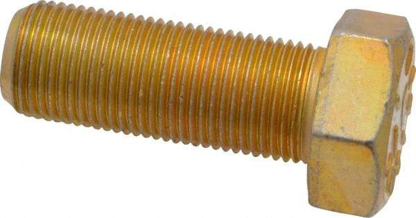 Made in USA - 3/4-16 UNF, 2" Length Under Head Hex Head Cap Screw - Fully Threaded, Grade 8 Alloy Steel, Zinc Yellow Dichromate Finish, 1-1/8" Hex - Benchmark Tooling