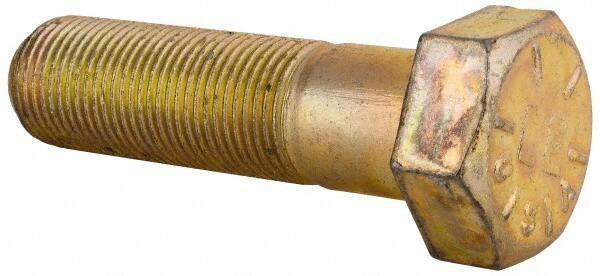 Made in USA - 3/4-16 UNF, 2-3/4" Length Under Head Hex Head Cap Screw - Partially Threaded, Grade 8 Alloy Steel, Zinc Yellow Dichromate Finish, 1-1/8" Hex - Benchmark Tooling
