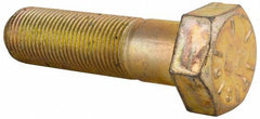 Made in USA - 3/4-16 UNF, 2-3/4" Length Under Head Hex Head Cap Screw - Partially Threaded, Grade 8 Alloy Steel, Zinc Yellow Dichromate Finish, 1-1/8" Hex - Benchmark Tooling